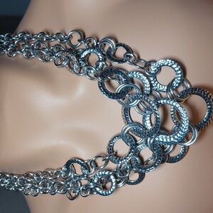 Lia Sophia "Linkage" Set of 3 Detachable Silvertone Necklaces w/Infinitme Clasp